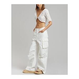 Rotate 'Milandran' White Wrap V Neck Top Size S